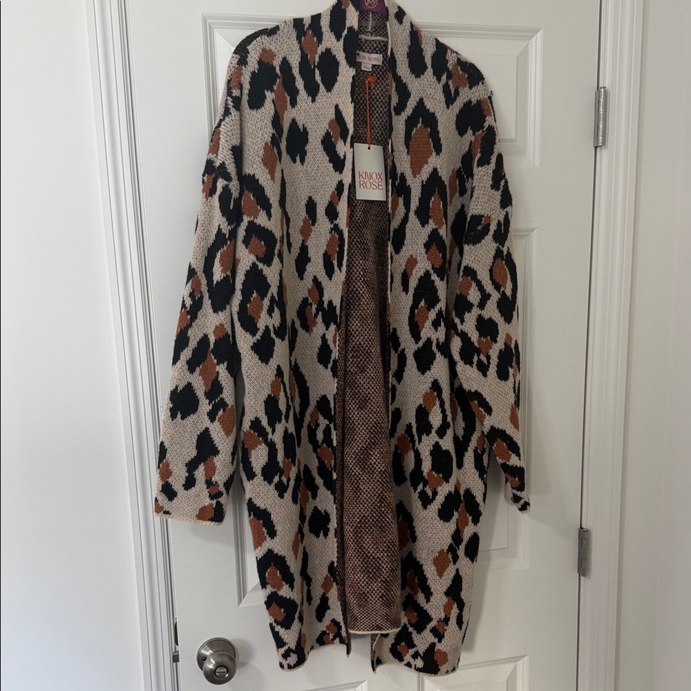 NWT Leopard Print Open Front Cardigan